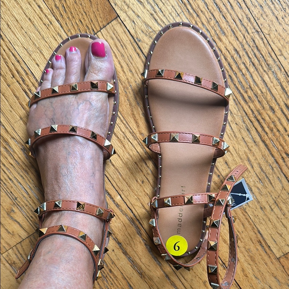 Marshalls Tan Gold Studded Sandals